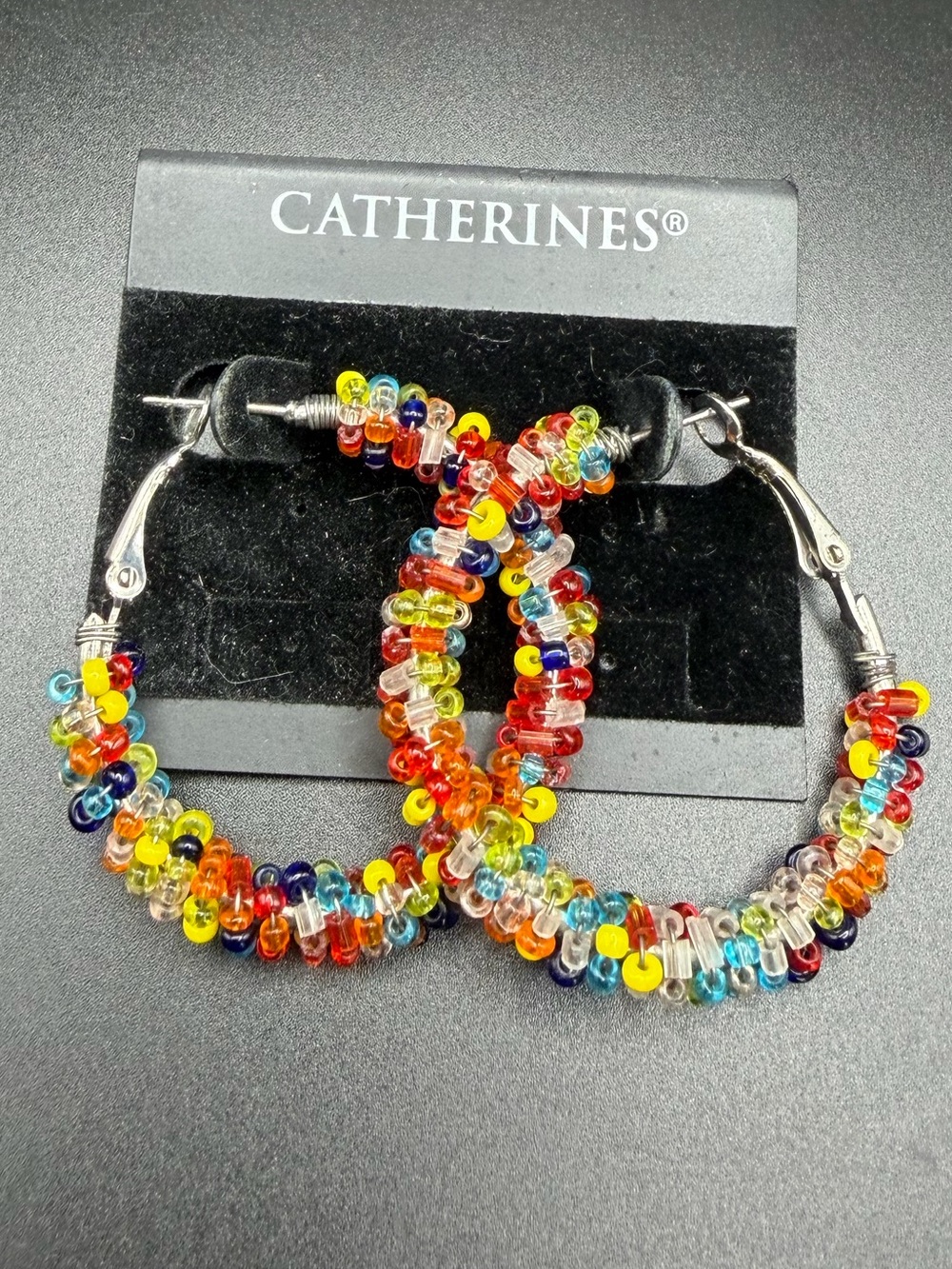 Catherines Rainbow Beaded Hoop Earrings